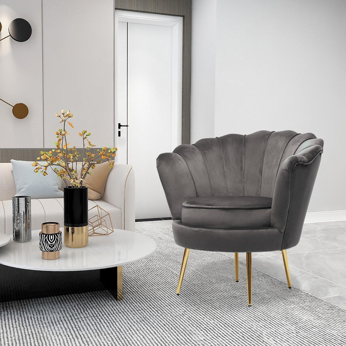 SESSEL - "Floria" - 75 x 68 x 77,5 cm - Grau - Grau, Textil (68/77.5/75cm) - Habitat Garten