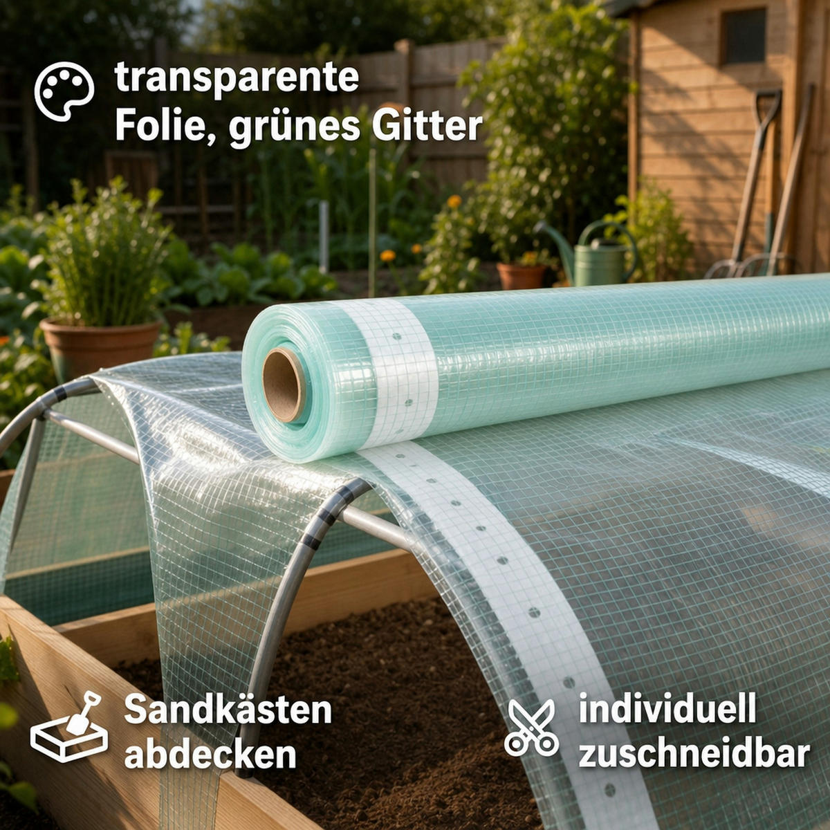 GITTERFOLIE m. Nagelrand 3 Breite x 8 Meter - Türkis, Kunststoff (800/300/1cm) - BONI-SHOP