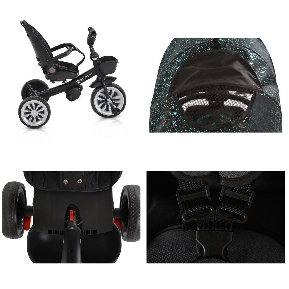 DREIRAD Space 3 in 1 grün Getränkehalter, Korb, Schiebegriff, EVA-Räder - Grün, Metall (89/51/98cm)