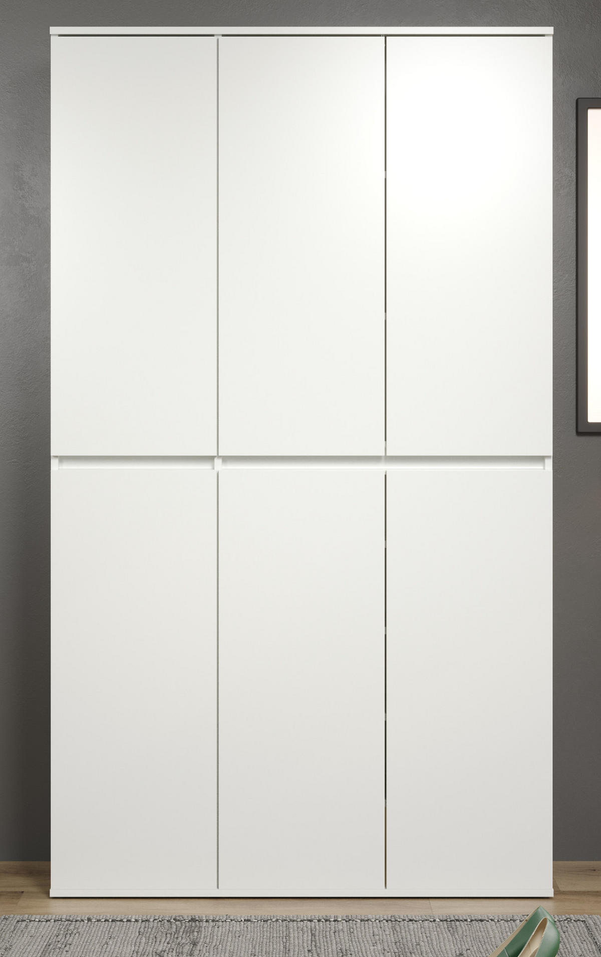 GARDEROBENSCHRANK weiß 111 x 191 cm, Schuhschrank 6-türig - Schwarz/Weiß, Holzwerkstoff/Kunststoff (111/191/34cm) - Top.Furn