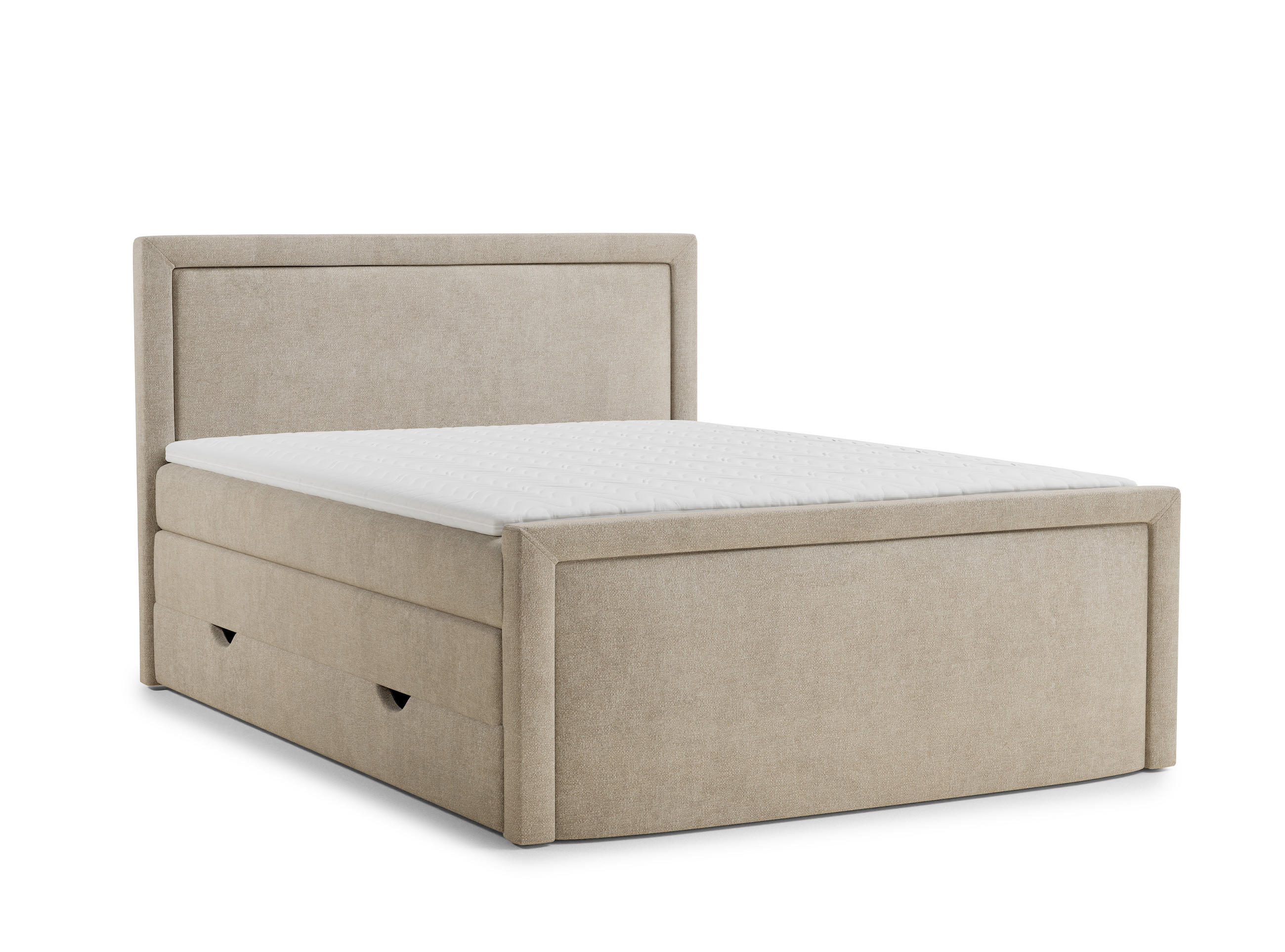 BOXSPRINGBETT Fresco 200/200 cm, in Beige, Bettkasten, Matratze, Topper - Beige/Schwarz, Holz/Holzwerkstoff (200/200cm) - Maison de Reve
