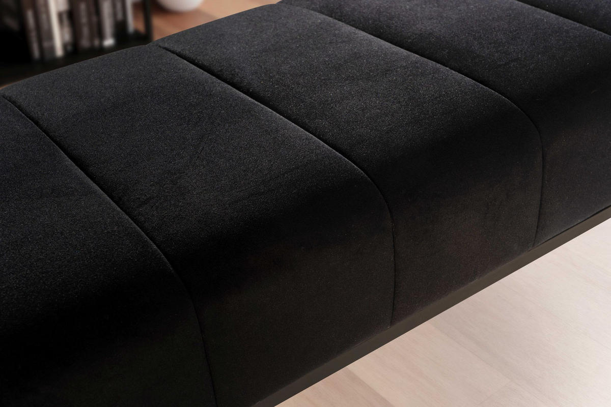 SITZBANK Samt Metallgestell gepolstert, Schwarz 108x40x40 cm - Schwarz, Textil/Metall (108/40/40cm) - KADIMA DESIGN
