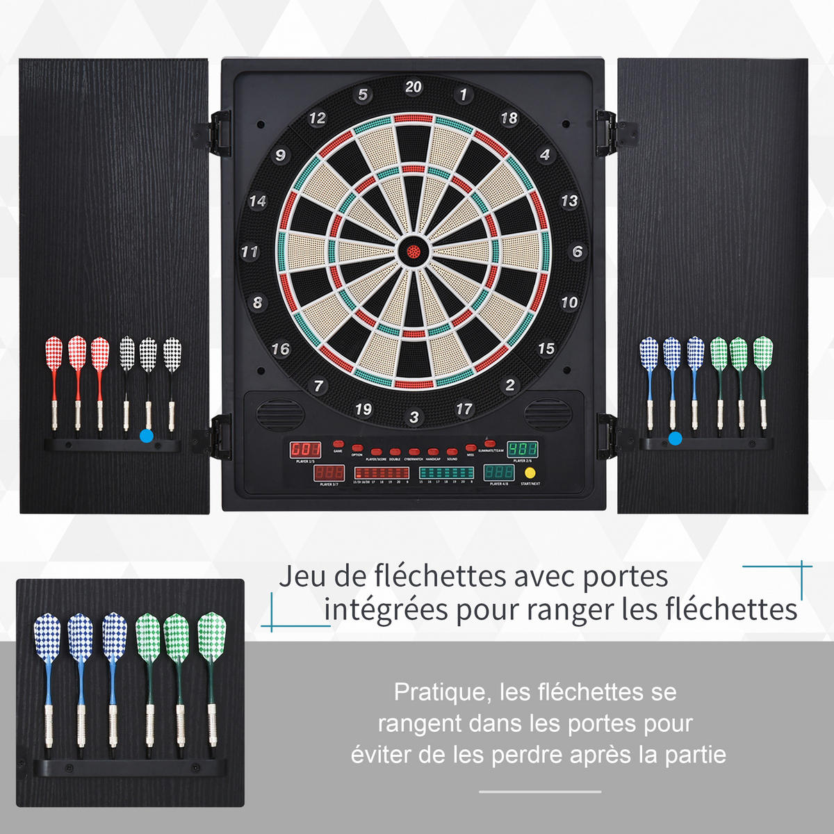 DARTSCHEIBE DE-18827 27 Spiele, 202 Variationen Schwarz - Schwarz, Kunststoff (6/57/51cm) - ComfortXL