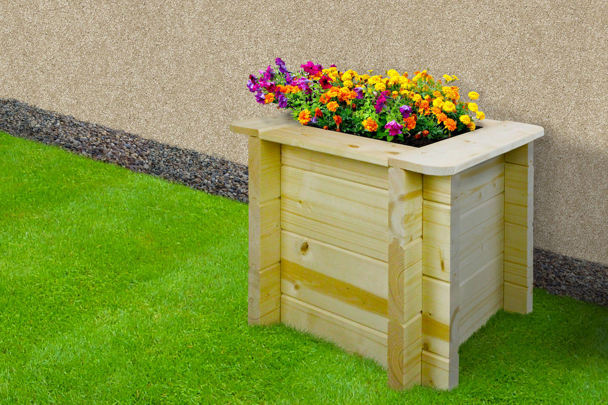 HOCHBEET HOLZ - 38x38xH35 cm - M610 - Beige, Holz (38/35/38cm) - Timbela