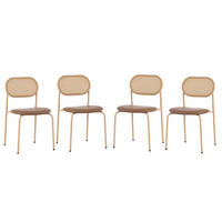 ESSZIMMERSTUHL 4er Set Rattan Braun Metallbeine - Braun, Leder (47/80/46cm) - FLIEKS