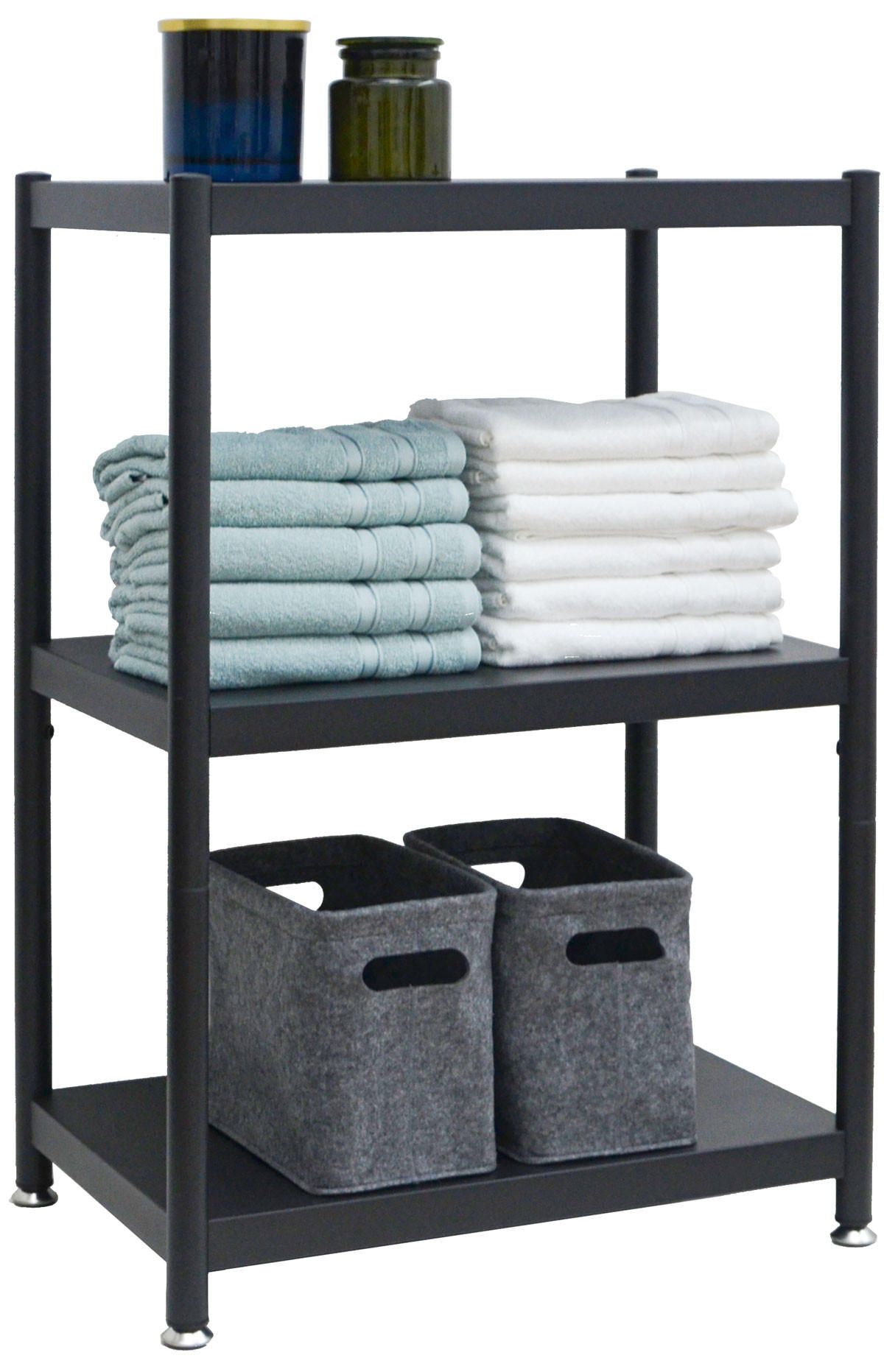 METALLREGAL 61x41x90 cm mit 3 Ebenen - Schwarz, Metall (41/90/61cm) - shelfr
