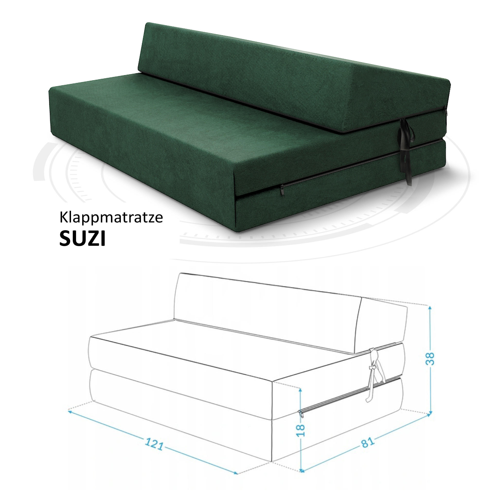 KLAPPMATRATZE SUZI - Dunkelgrün, Textil (120/200cm) - FDM