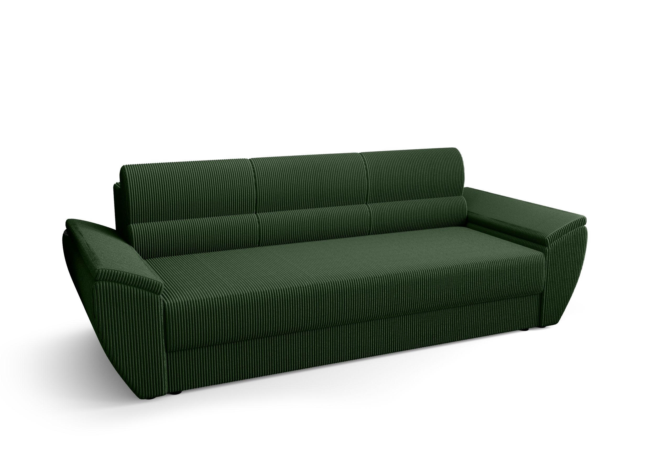 SOFA REBI BIS mit Schlaffunktion POSO 14 mit Stauraum - Dunkelgrün, Textil (80/78/240cm) - Bedante