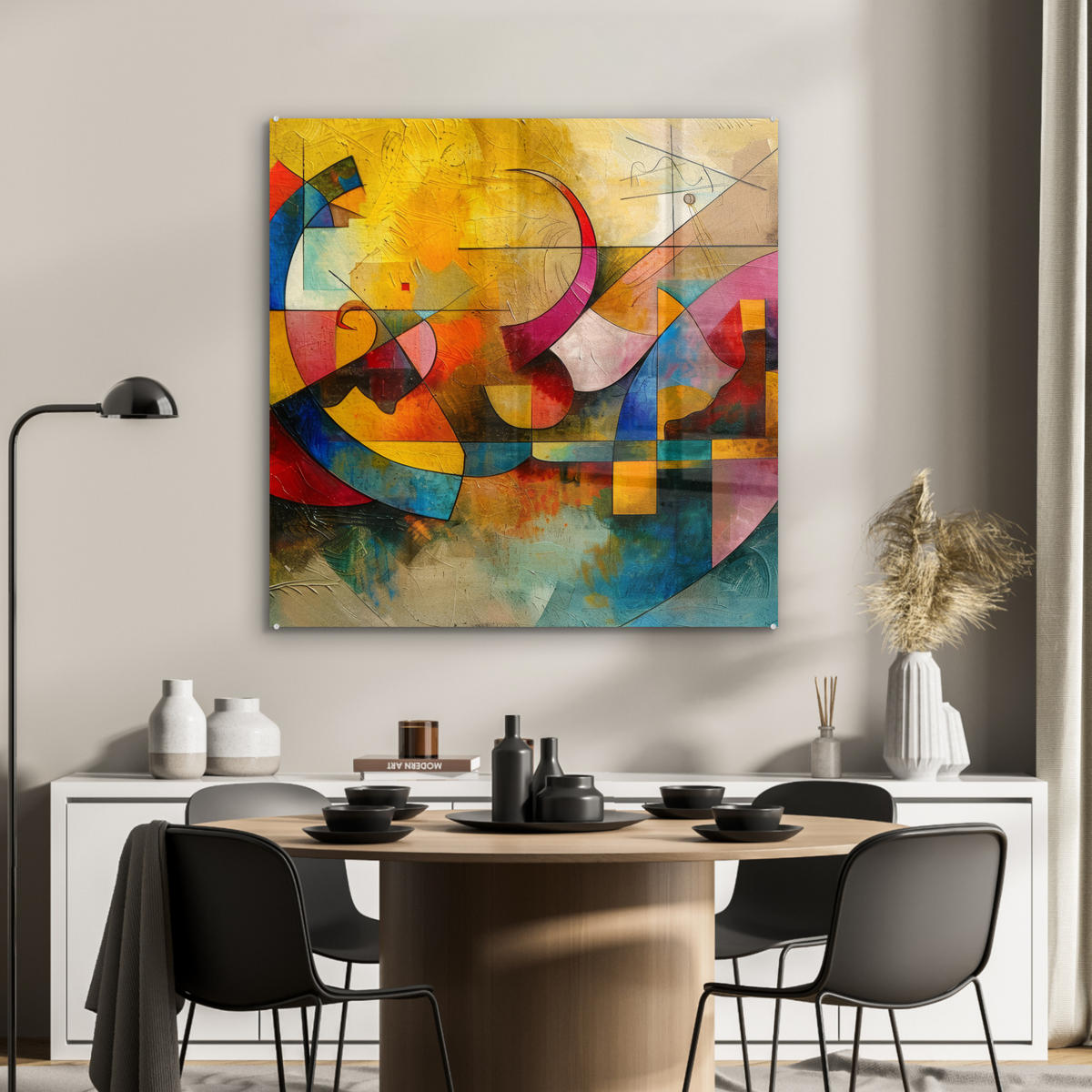 ACRYLGLASBILD Kunst - Abstrakt - Modern 90x90 cm - Gelb, Glas (90/90cm) - MuchoWow