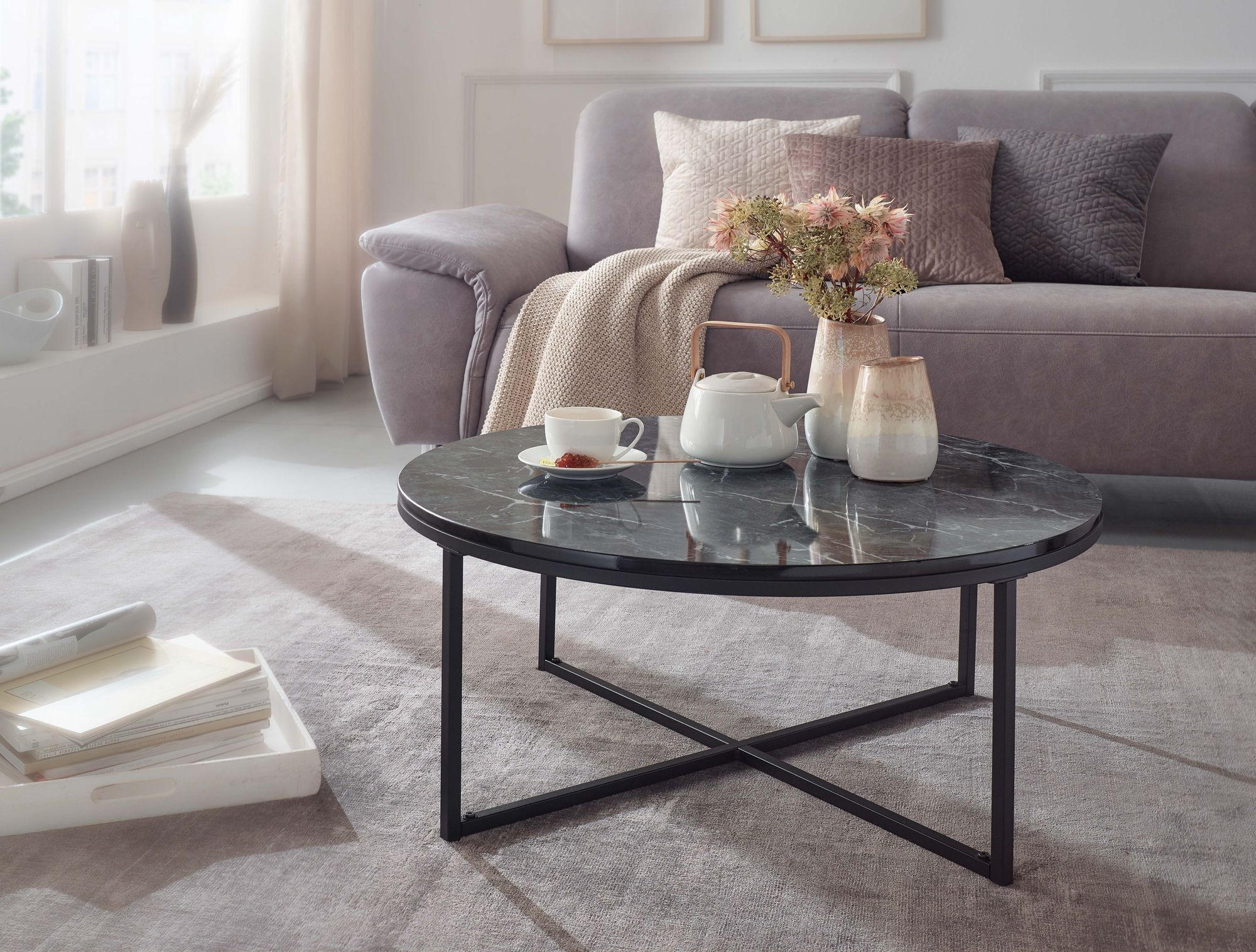 Thumbnail - Kadima Design Couchtisch, Schwarz, Holz, Rund,Rund, Stativgestell, 80x35x80 cm, Wohnzimmer, Wohnzimmertische, Couchtisch...