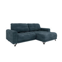 ECKSOFA Ferrino L-Form, Recamiere beidseitig montierbar, Midnight Blue - Dunkelblau, Holz (174/234cm) - Panda Möbel