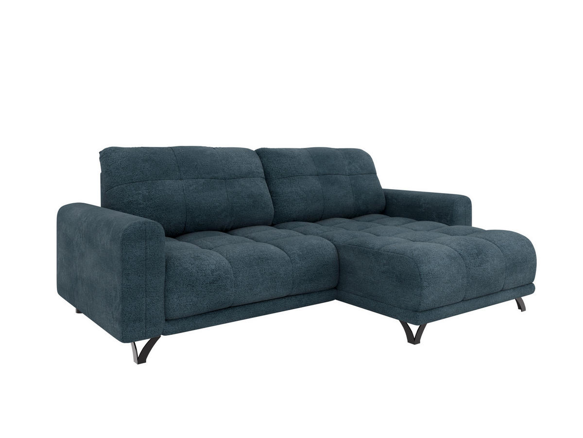 ECKSOFA Ferrino L-Form, Recamiere beidseitig montierbar, Midnight Blue - Dunkelblau, Holz (174/234cm) - Panda Möbel