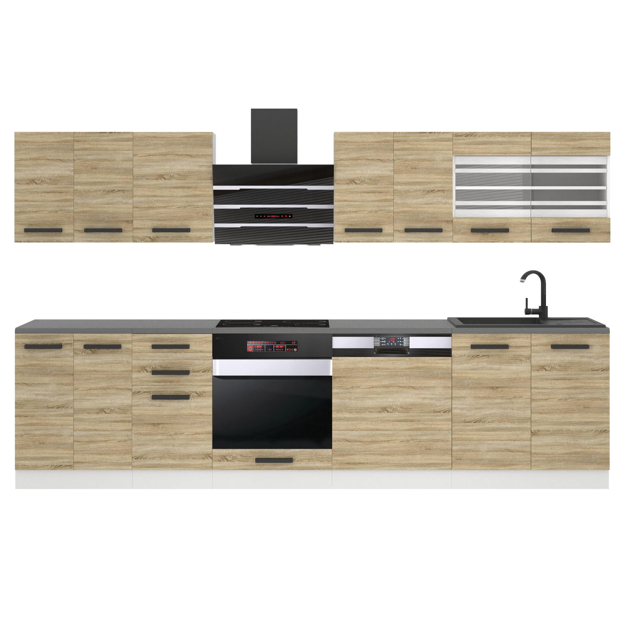 B BELINI GROUP KUCHYŇSKÁ LINKA Lucy 300 cm, S pracovními deskami, Dub Sonoma