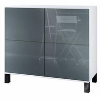 KOMMODE Rova Grau Hochglanz - Grau, Holzwerkstoff (92.5/84.5/35cm) - Vladon