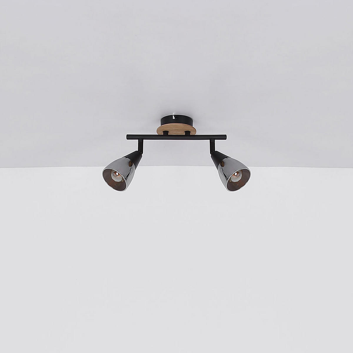 DECKENLEUCHTE Metall Glas Schwarz - Schwarz, Holz (25.5/10/19.5cm) - Globo Lighting