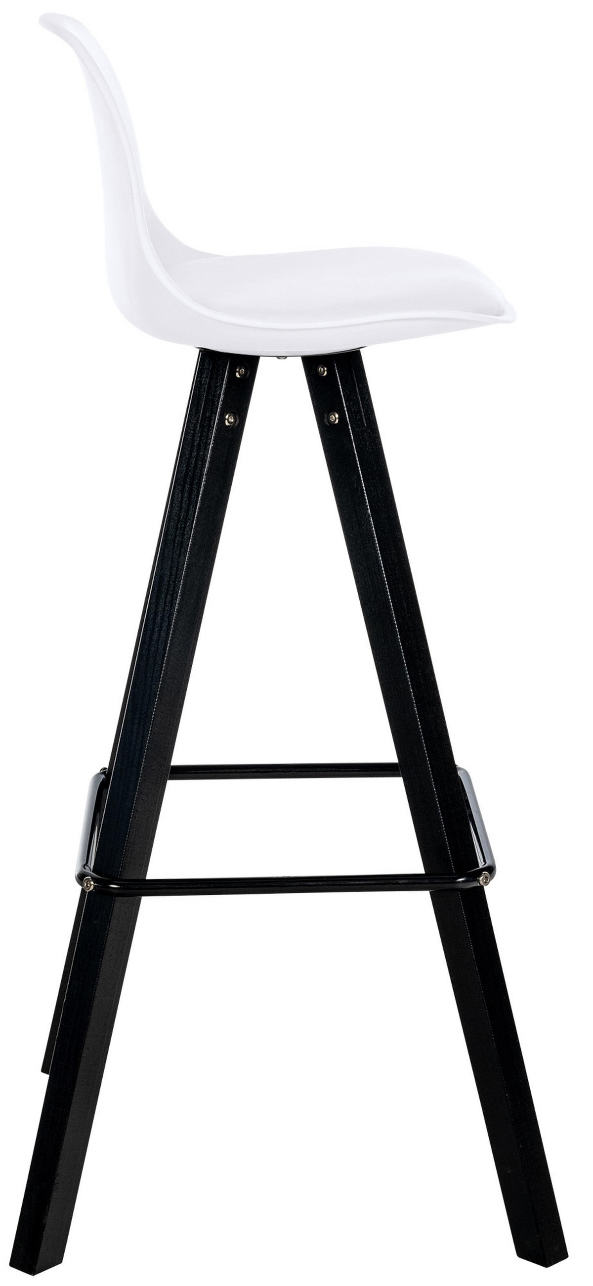BARHOCKER PALMA Weiß Kunstleder Schwarz - Weiß, Leder/Holz (38/99/44cm) - DELUKE
