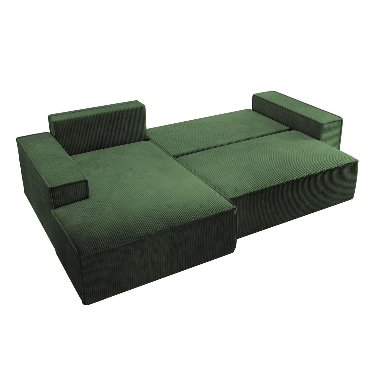 ECKSOFA Farese New Grün Cord - Schwarz/Grün, Kunststoff/Textil (267/167cm) - Selsey