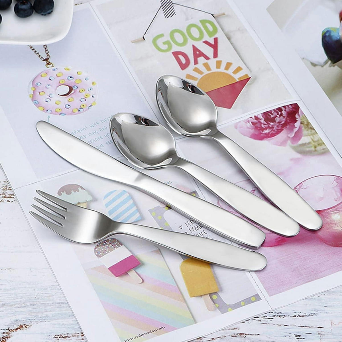KINDERBESTECK Set 2-teilig mit Reiseetui Edelstahl - Silberfarben, Metall