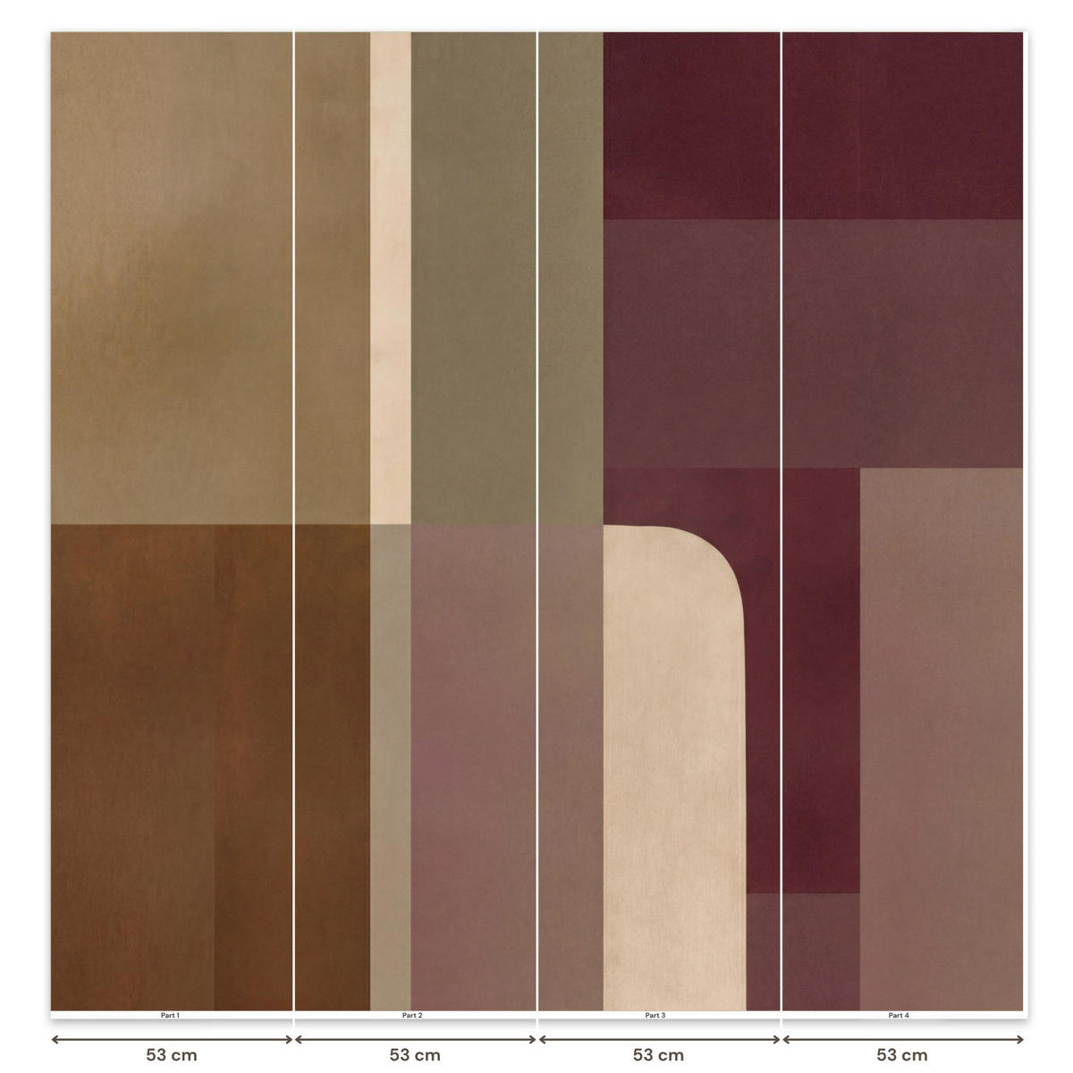 TAPETE - Unis - Abstrakt - Bordeaux - Linien - 200x200 cm - Multicolor, Papier (200/200cm) - OnlyWow