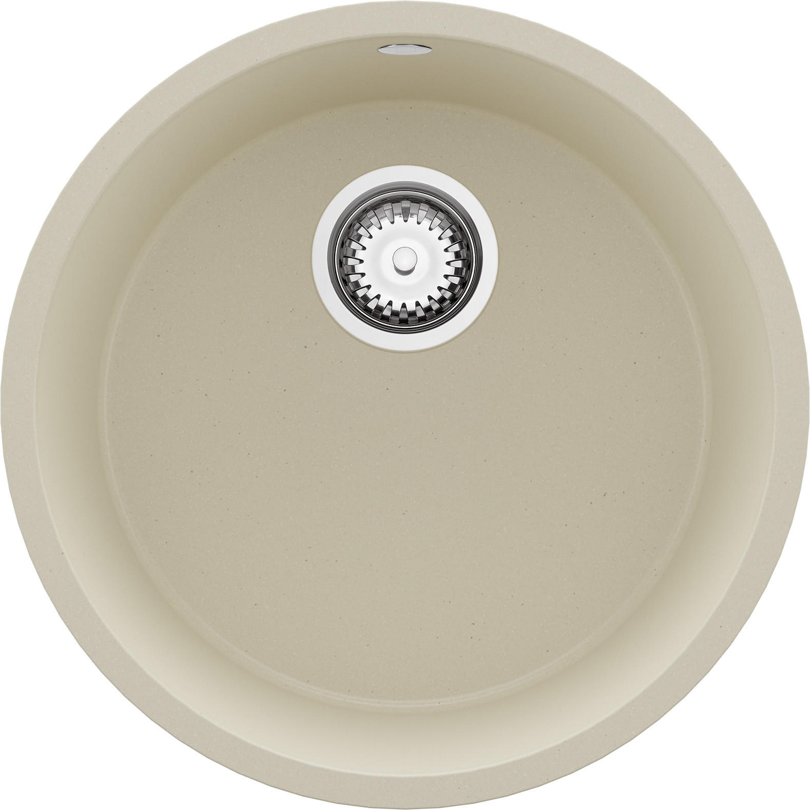 SPÜLBECKEN RUND Valletta Slim, 2-er set Beige 46/46 cm 1 Becken + Ablauf-Set ab 50er Unterschrank - Chromfarben/Beige, Kunststoff (46/20/46cm) - Primagran