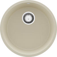 SPÜLBECKEN RUND Valletta Slim, 2-er set Beige 46/46 cm 1 Becken + Ablauf-Set ab 50er Unterschrank - Chromfarben/Beige, Kunststoff (46/20/46cm) - Primagran