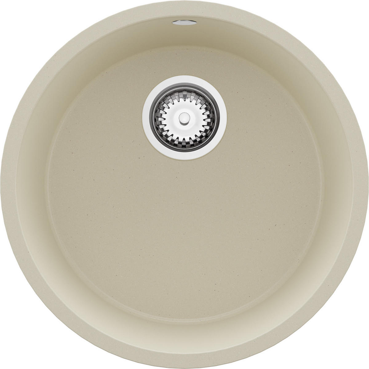 SPÜLBECKEN RUND Valletta Slim, 2-er set Beige 46/46 cm 1 Becken + Ablauf-Set ab 50er Unterschrank - Chromfarben/Beige, Kunststoff (46/20/46cm) - Primagran