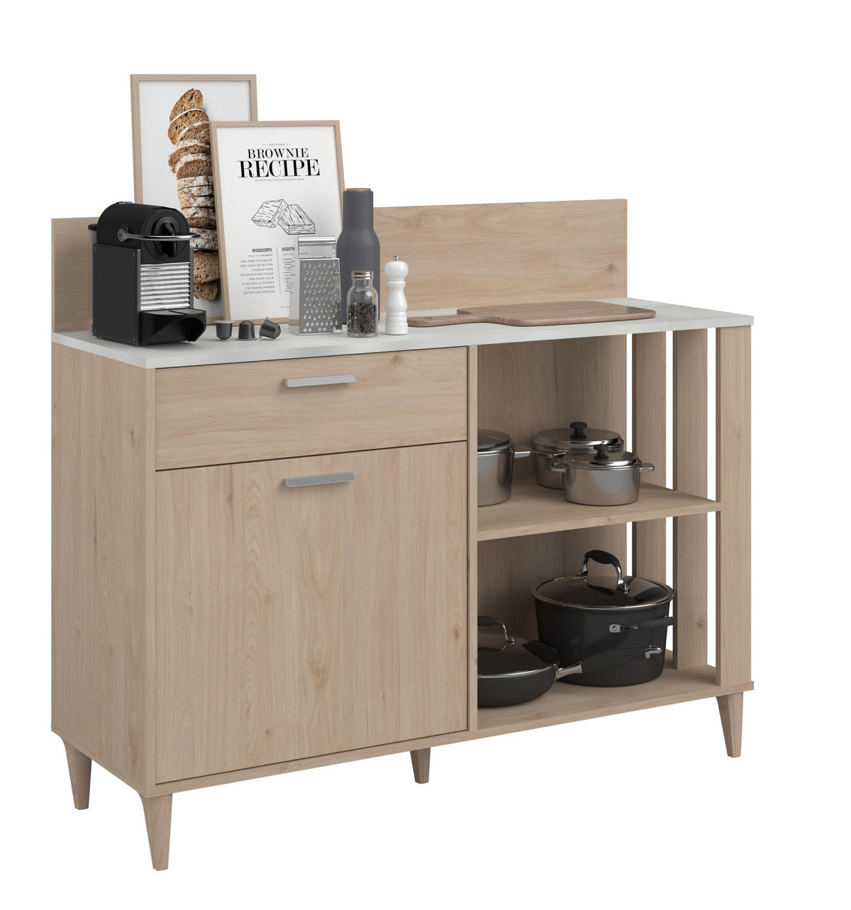KÜCHENSCHRANK Gala 12 in Jackson Eiche und Beton Optik Beistellschrank - Braun, Holzwerkstoff (80/200/120cm)