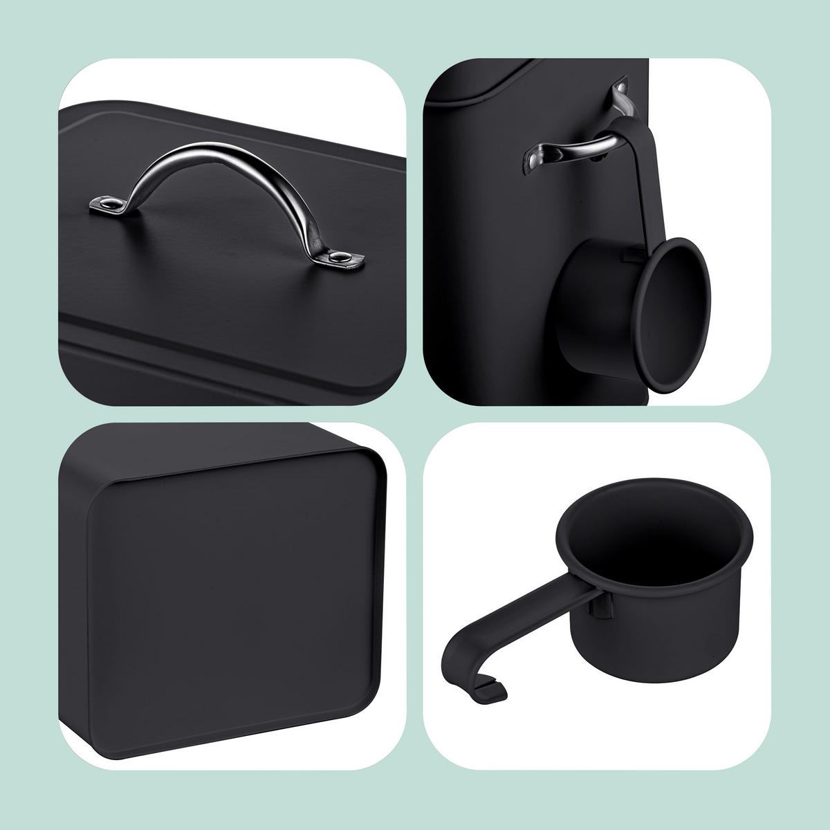 BOX na pranie - čierna, kov (18/25.5/15.5cm) - Relaxdays