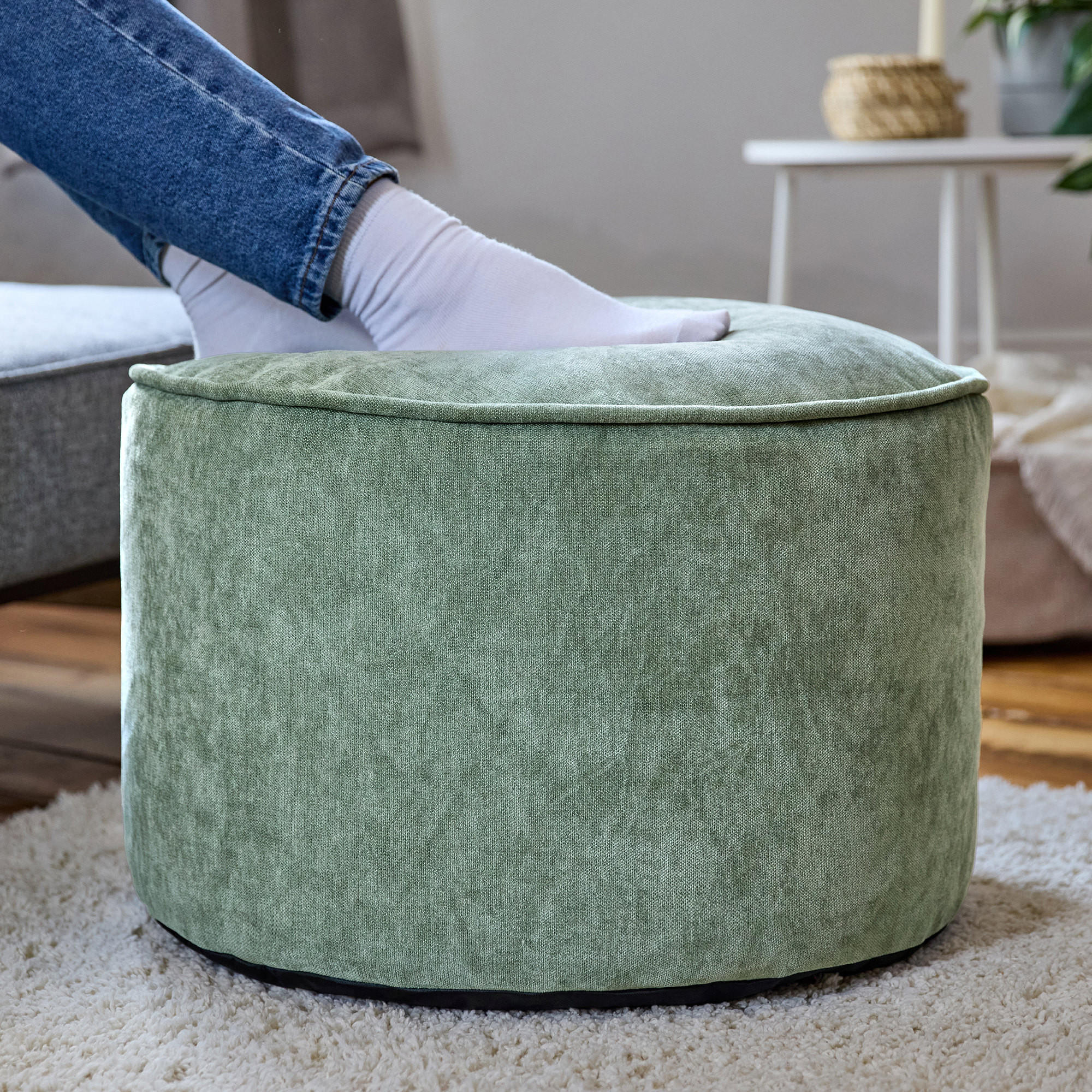 SITZPOUF Chenille Milano - Salbeigrün, Kunststoff/Textil (55/35/55cm) - icon