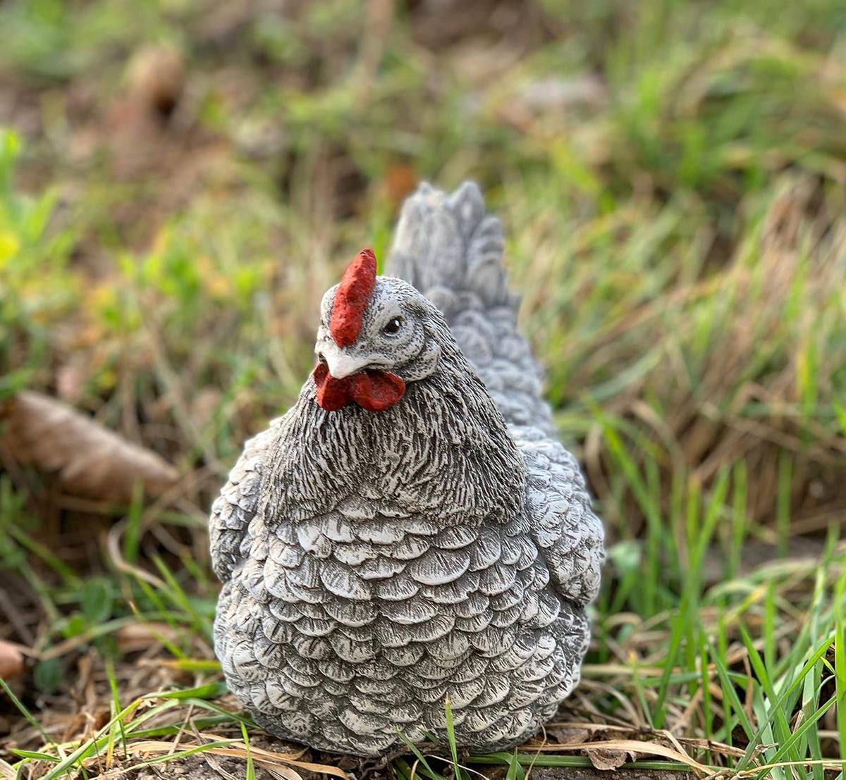 STEINFIGUR Huhn Henne Hahn frostfest wetterfest Gartenfigur - Grau, Stein (12/16/19cm) - stoneandstyle