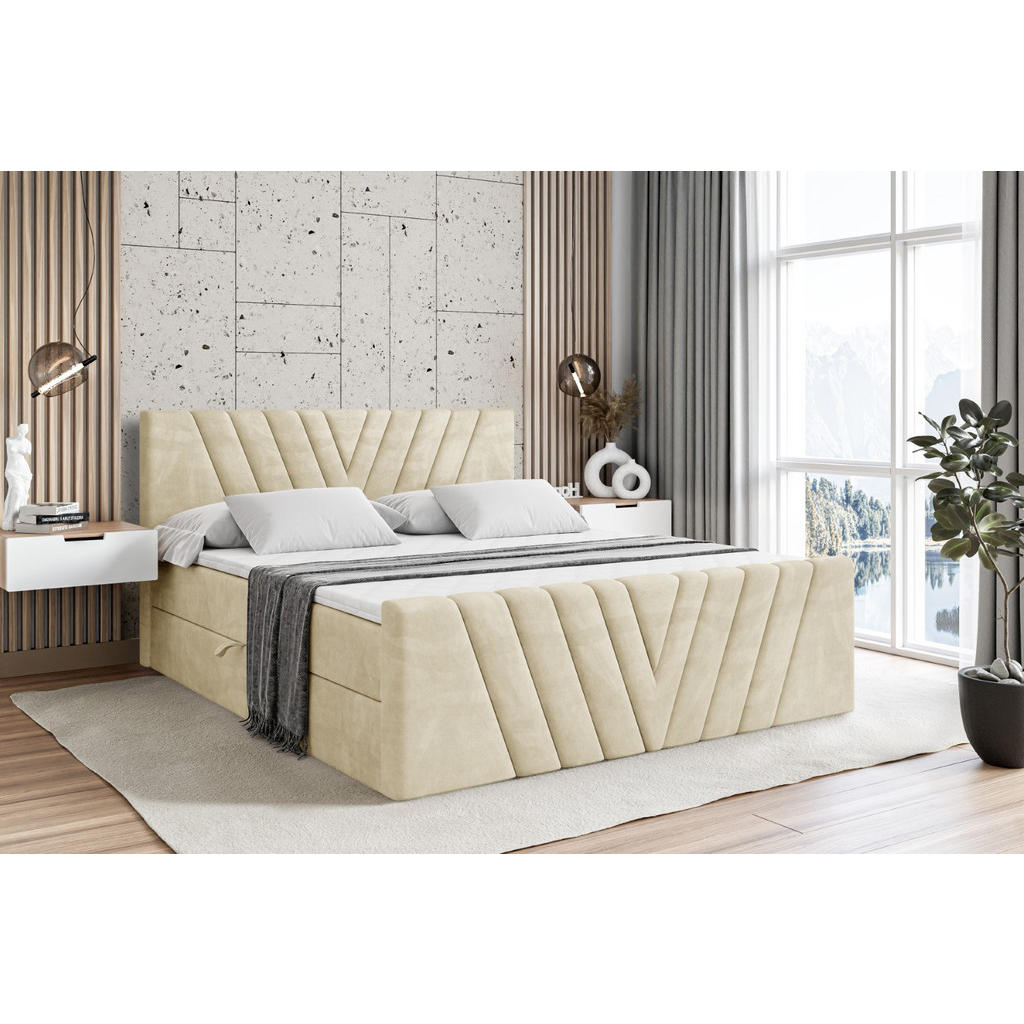 Thumbnail - Altdecor Boxbett, Beige, Holzwerkstoff, Höhe ca. 20 cm, 160x200 cm, Schlafzimmer, Betten, Boxspringbetten
