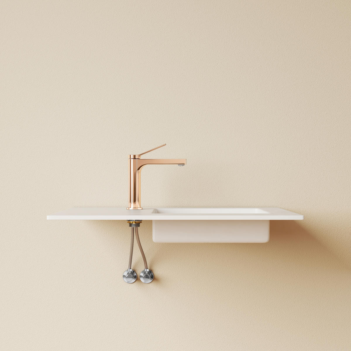 WASCHTISCHARMATUR mit Spulen-Zertifiziertem Filterelement Rosengold - Roségold, Metall (17.3/4.6/19.5cm) - EMKE