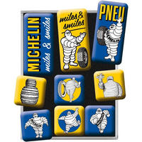 MAGNETSET 9-teilig Michelin Logo Evolution - Multicolor, Metall (7/9/2cm) - Nostalgic-Art
