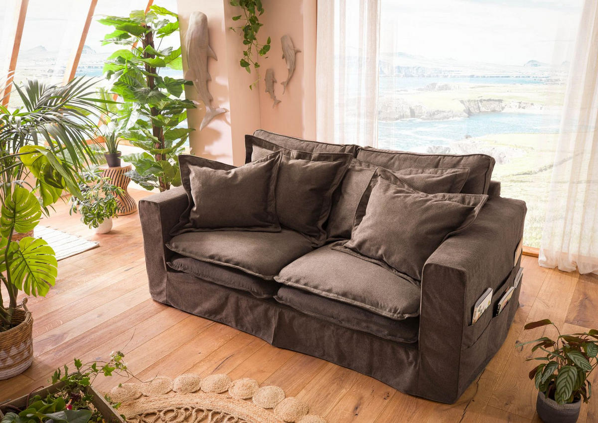 HUSSENSOFA 2-Sitzer196x108x76 taupe KINGSTON - Taupe, Textil (196/76/108cm) - Massivmoebel24