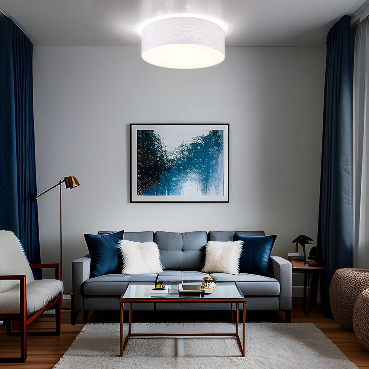 LED DECKENLEUCHTE BARCA Metall Weiß - Weiß, Metall (38/38/13cm) - Globo Lighting