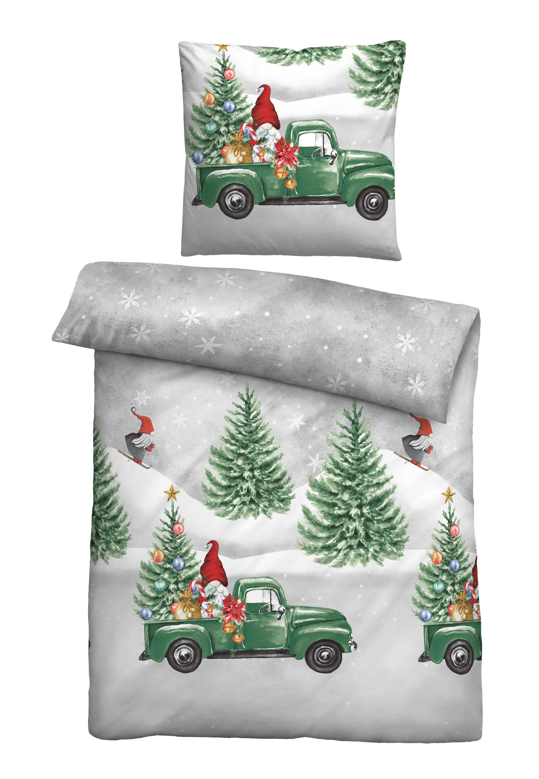 biberna Bettwäsche-Garnitur Grau 135x200 cm