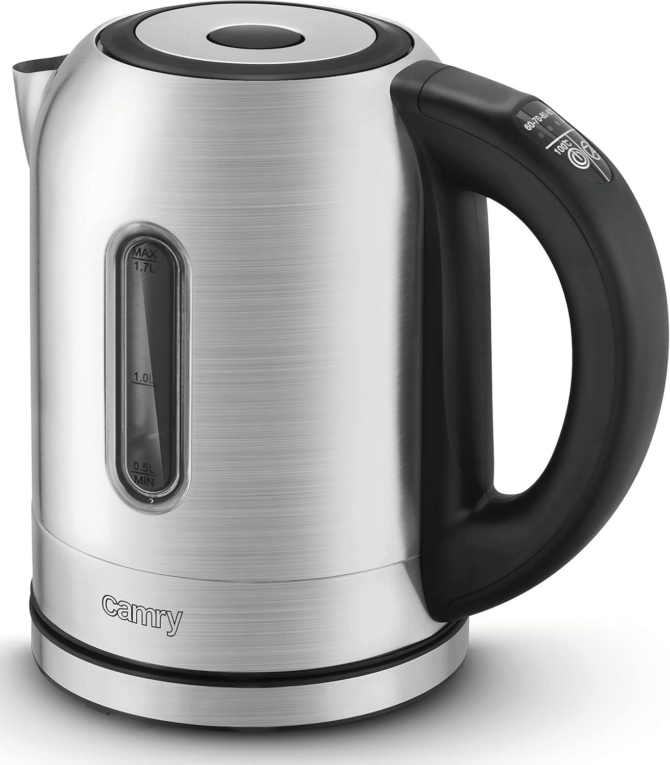 WASSERKOCHER CR1253 Silber - Silberfarben/Schwarz, Kunststoff/Metall (22/15/22cm) - camry