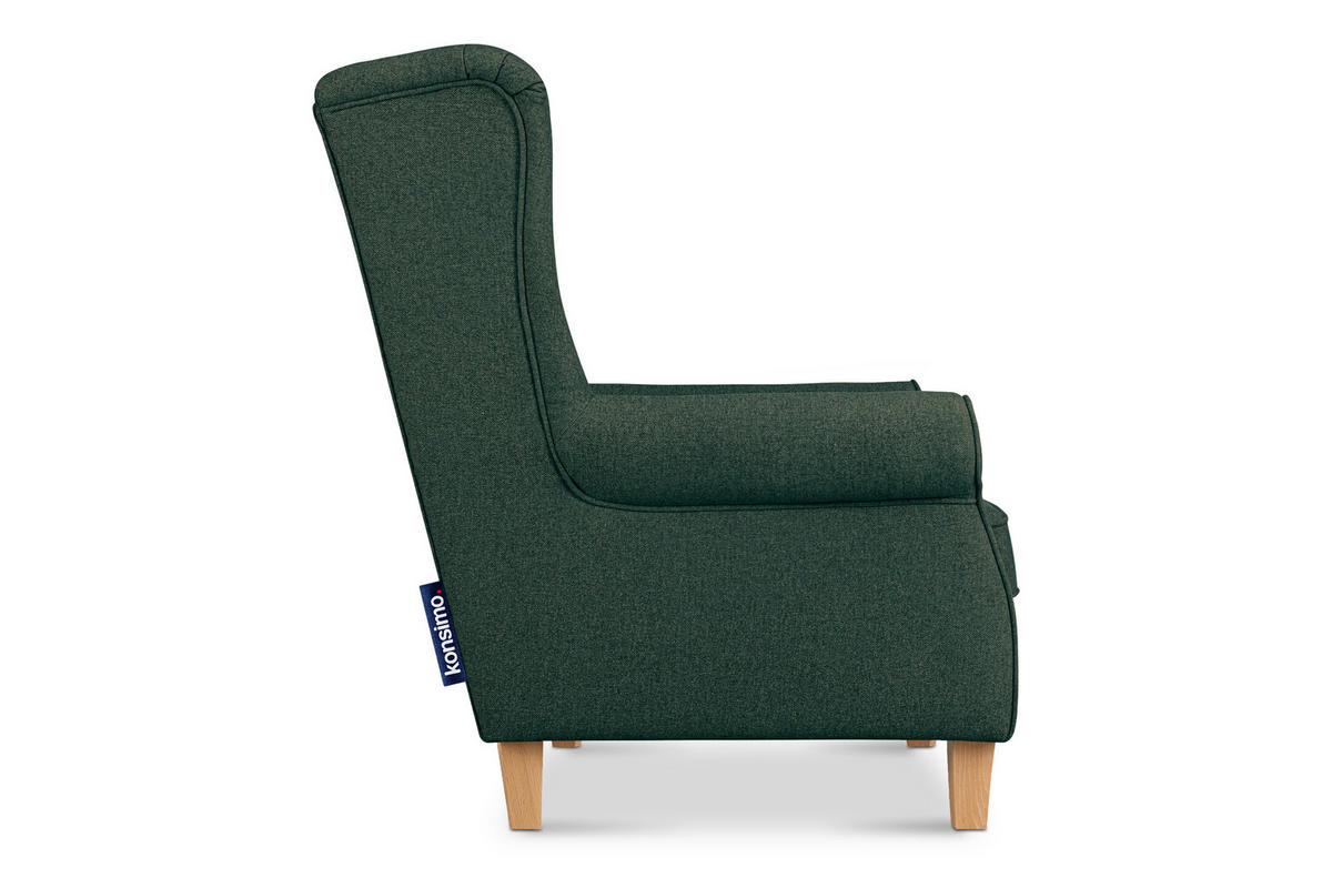OHRENSESSEL MILES Massivholzbeine buche, meeresgrün - Jadegrün, Holzwerkstoff/Buchenholz (82/105/97cm) - KONSIMO®