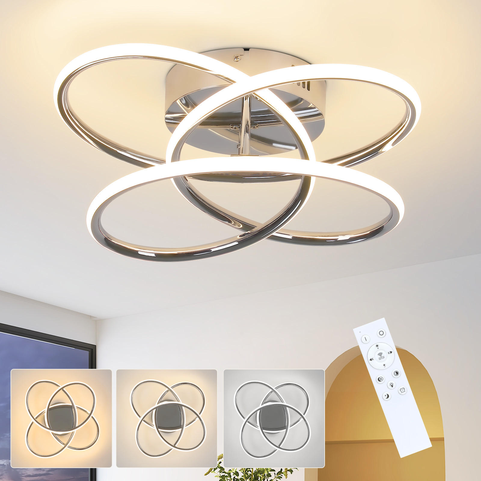 LED-DECKENLEUCHTE Meldon 33/36/14 cm - Alufarben, Metall (36/33/14cm) - ZMH