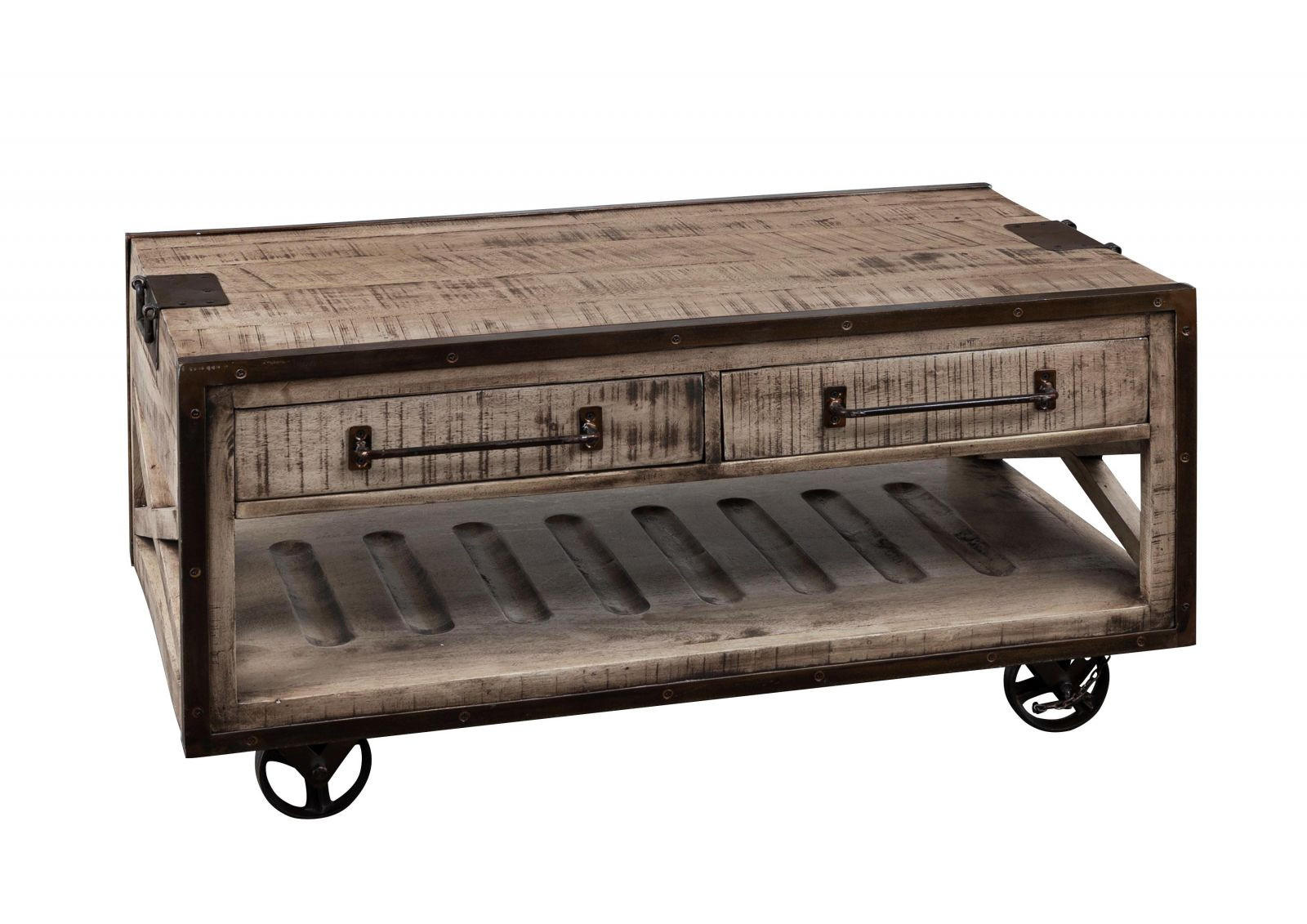 COUCHTISCH Mango 112x61x55 braun lackiert HEAVY INDUSTRY #262 - Braun, Holz (112/61/55cm) - Massivmoebel24