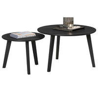 COUCHTISCH 2er Set Esche schwarz, 2x Beistelltisch rund - Schwarz, Holzwerkstoff (50/50/39cm) - Top.Furn