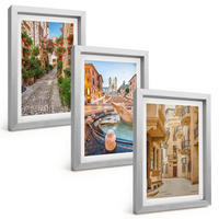 BILDER SET 3er Set - 20x30 cm Silberner Rahmen - Die bezaubernden Straßen des Brunnens - Silberfarben, Kunststoff (20/30cm) - TULUP