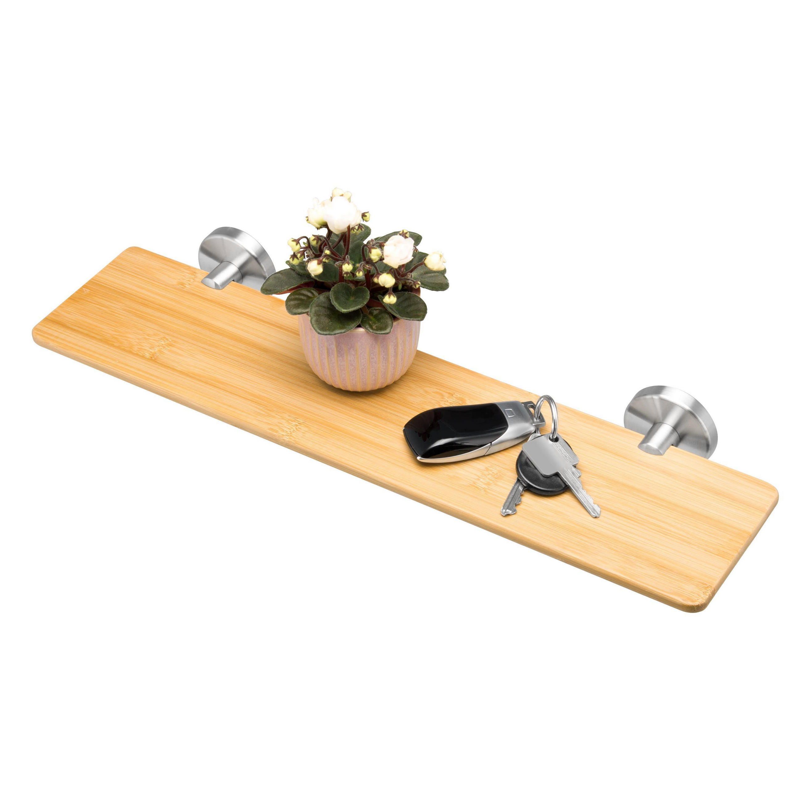 WANDABLAGE PIAZZA, Edelstahl und Bambus - Braun, Holz (35/6/25cm) - bremermann