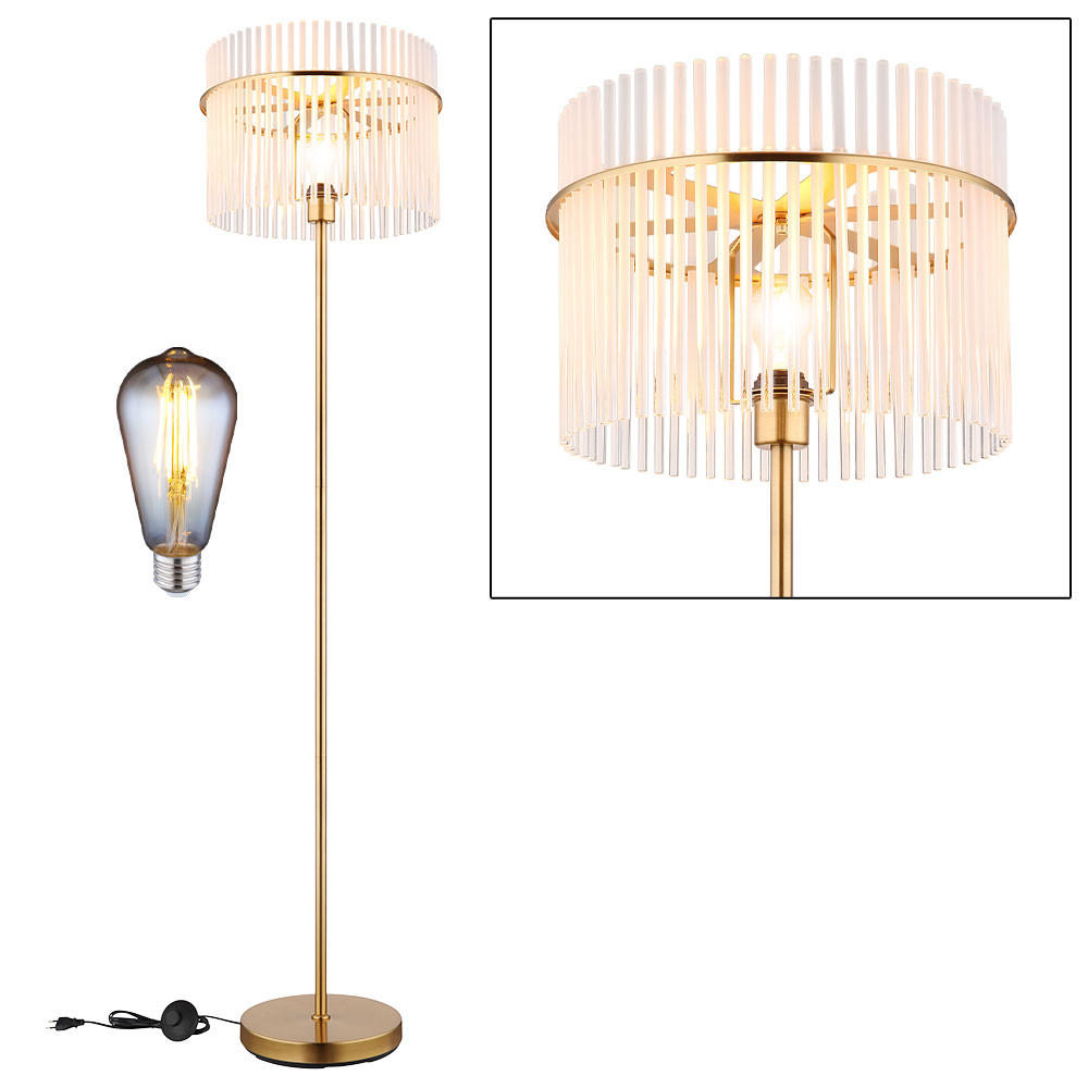 LED STEHLEUCHTE Gorley Gold - Goldfarben, Glas/Metall (38/38/152cm) - Globo Lighting