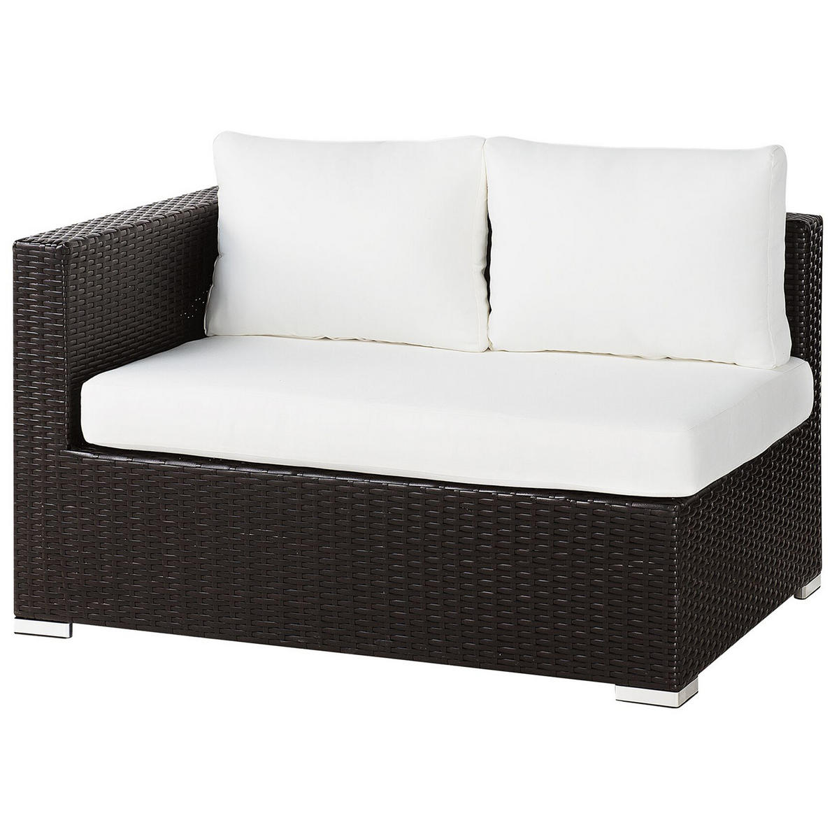 LOUNGE-SET 8-Sitzer braun linksseitig modular Auflagen beige XXL - Dunkelbraun/Beige, Kunststoff - Beliani