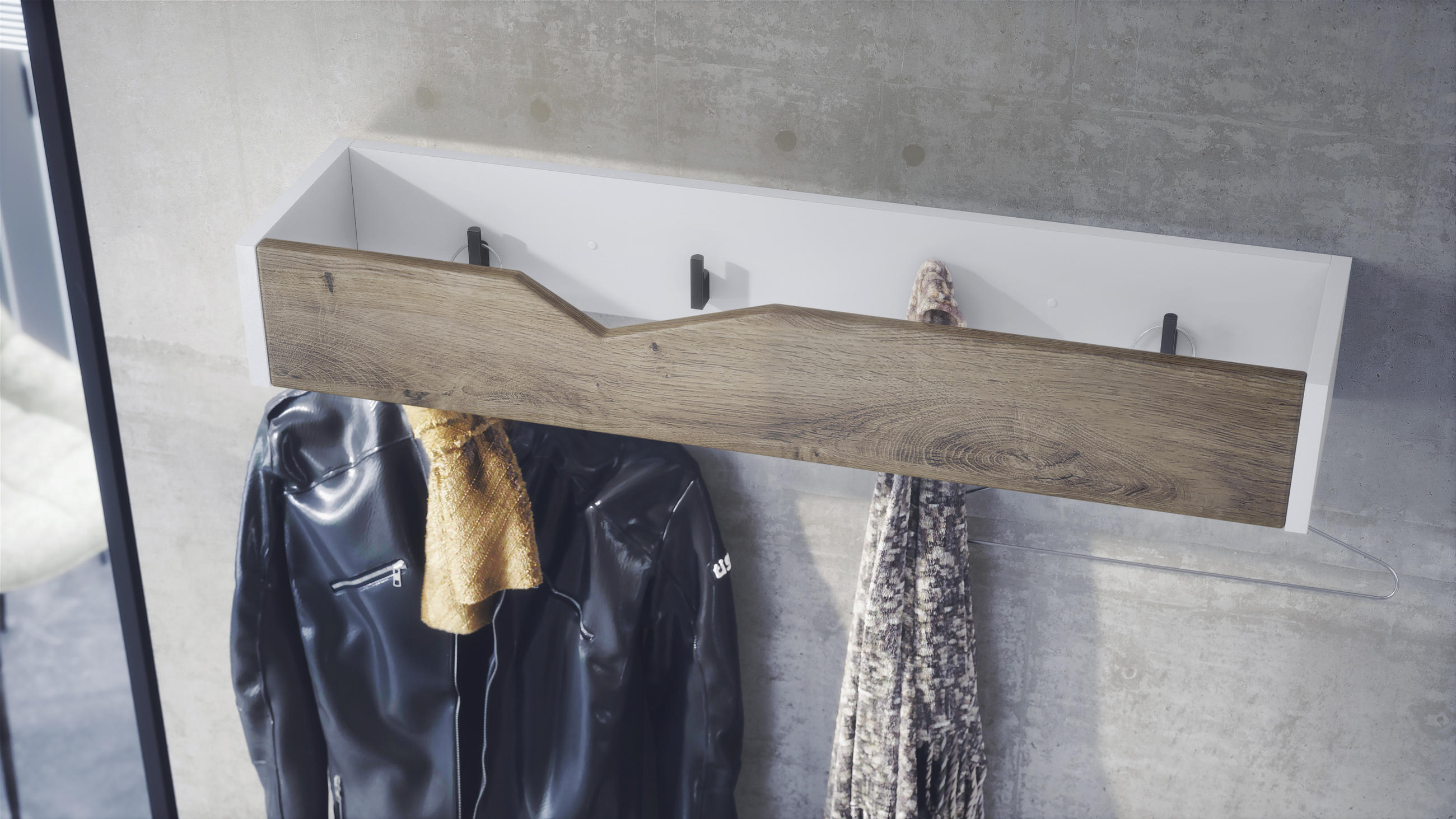 GARDEROBENPANEEL Kolmio Eiche Ribbeck - Alteiche, Holzwerkstoff (83.5/12.5/21cm) - Vladon