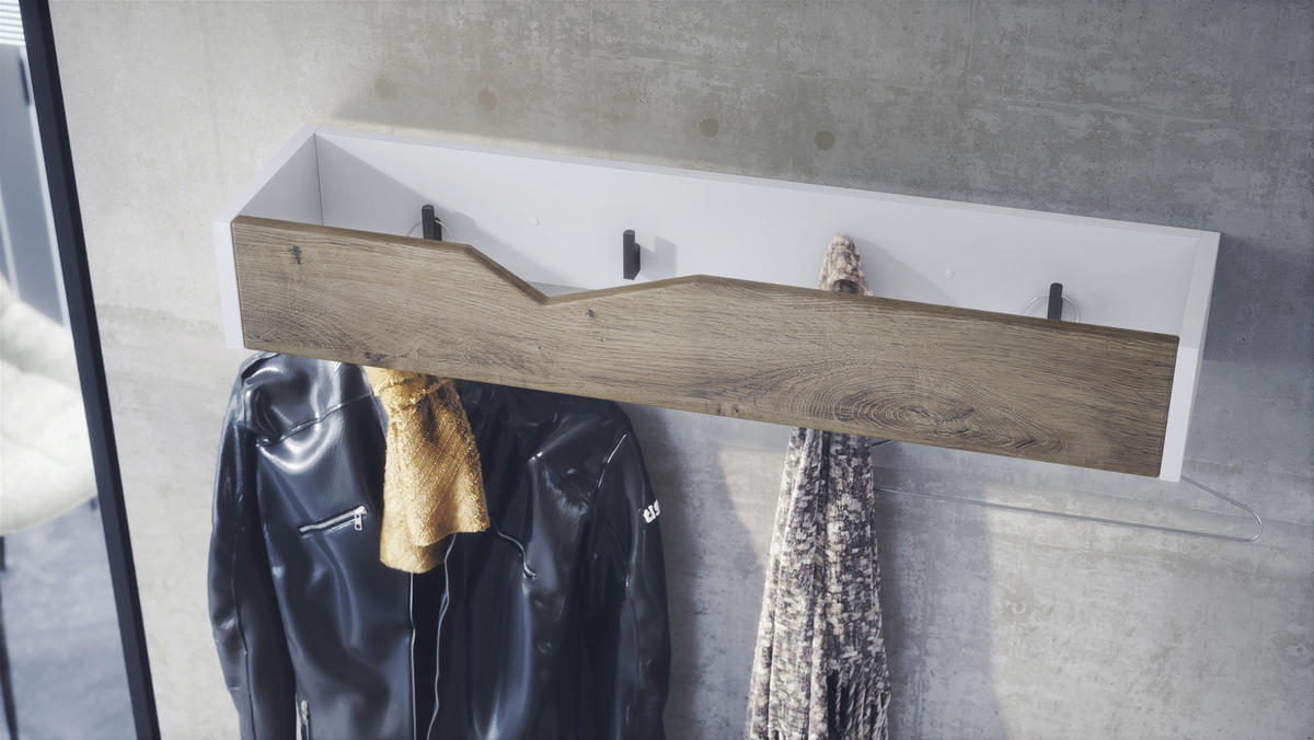 GARDEROBENPANEEL Kolmio Eiche Ribbeck - Alteiche, Holzwerkstoff (83.5/12.5/21cm) - Vladon
