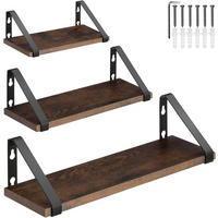 WANDREGAL 3er Set Cowell,Höhe 12 cm, Industrial Holz dunkel, rustikal - Rostfarben, Holzwerkstoff (12/12/40cm) - tectake
