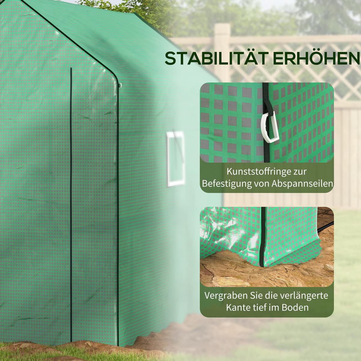 PE-FOLIE für Tunnelgewächshaus, Grün 140 x 213 x 190 cm - Grün, Kunststoff (213/190/140cm) - Outsunny