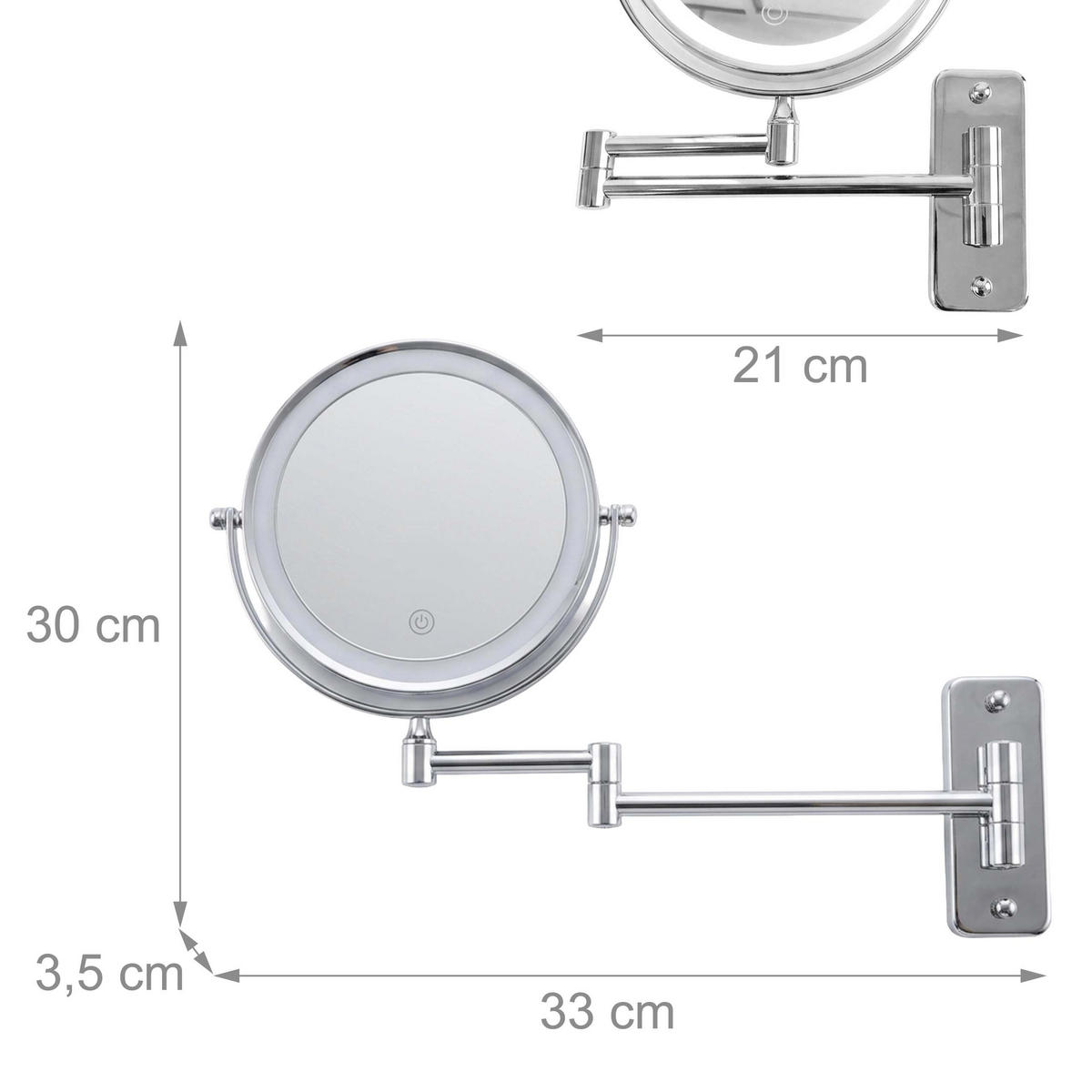 MAKEUPOVÉ zrcadlo - stříbrná, kov/sklo (33/30/3.5cm) - Relaxdays